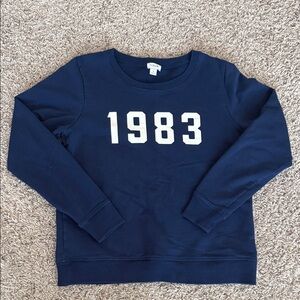JCrew Factory Navy Crewneck Sweater with 1983 Design